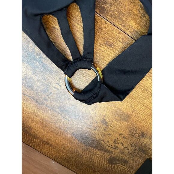 Becca Women's Black One-Piece Swimsuit M Deep V-Neck Cutout Design - Picture 5 of 8